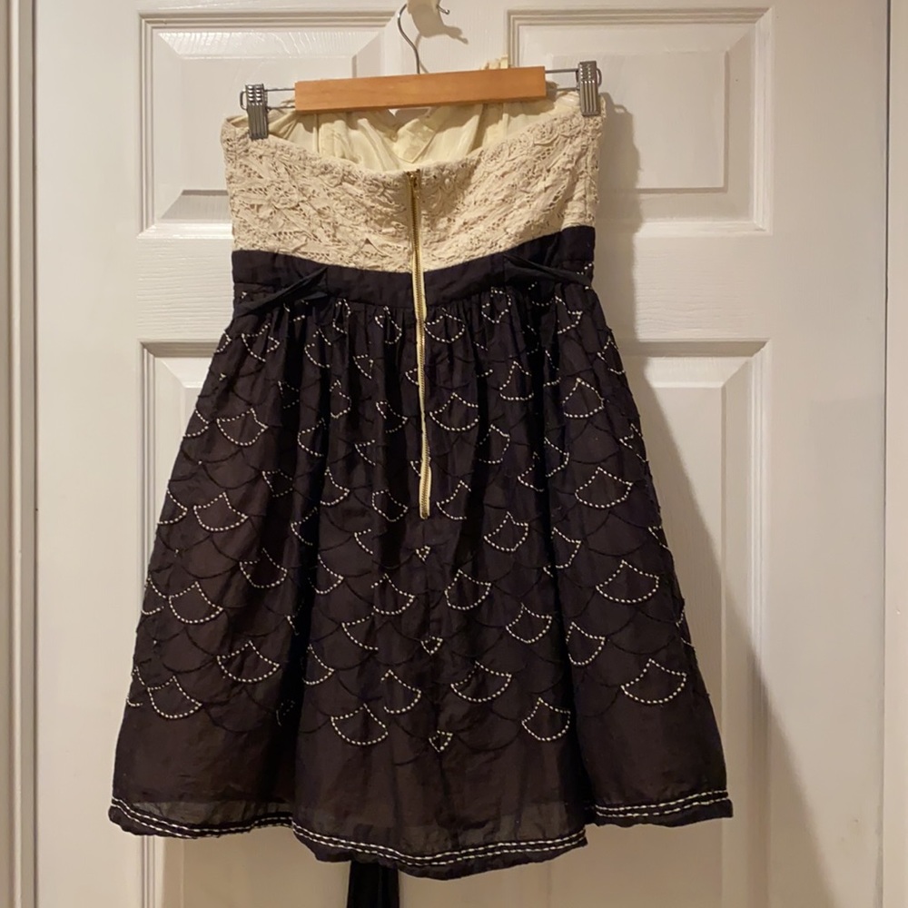 Anthropologie Meadow Rue Battenberg & Organdy mini dress in black white 6 - Picture 9 of 16